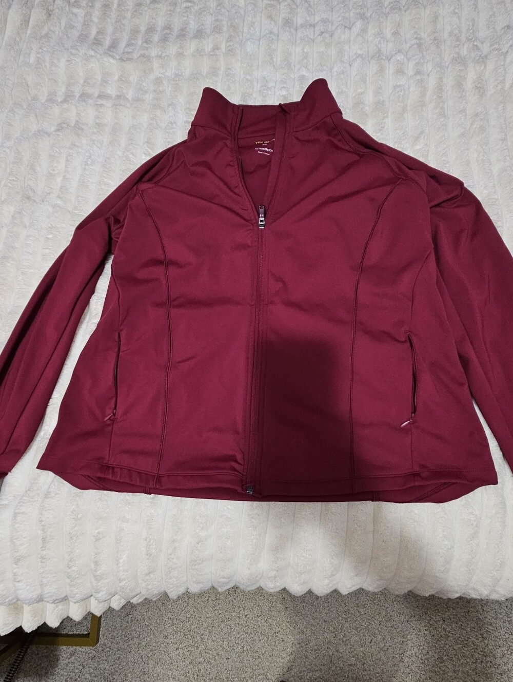 Tek Gear Ultrastretch Wine/Burgundy Full Zip Athleisure Jacket, Size XL